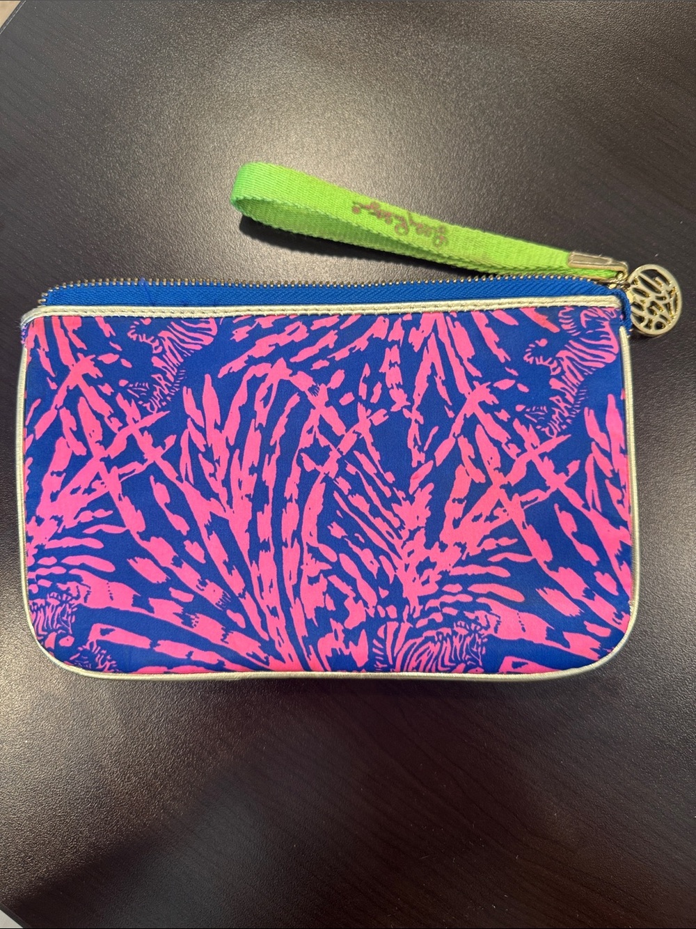 Lilly Pulitzer Blue and Pink Patterned Wristlet Clutch